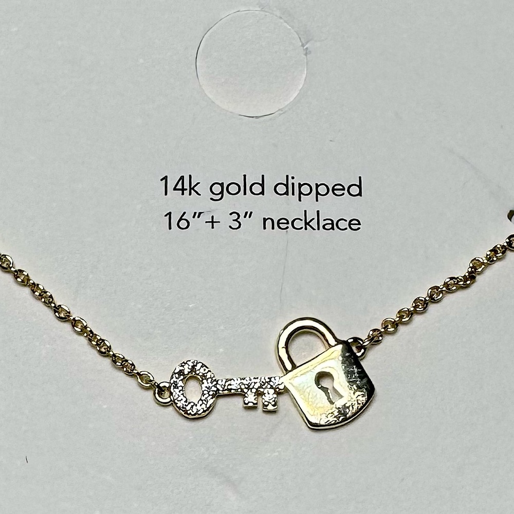 New! Target 14K Gold Dipped Lock and Key Necklace